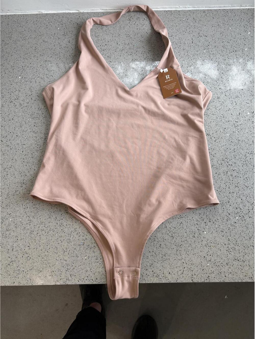 Reoria Nude Pink Halter Bodysuit with Tag Size XXL